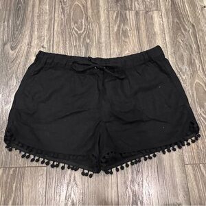 🍀 3/$30 J by J. Crew Black pom pom linen cotton pull on shorts